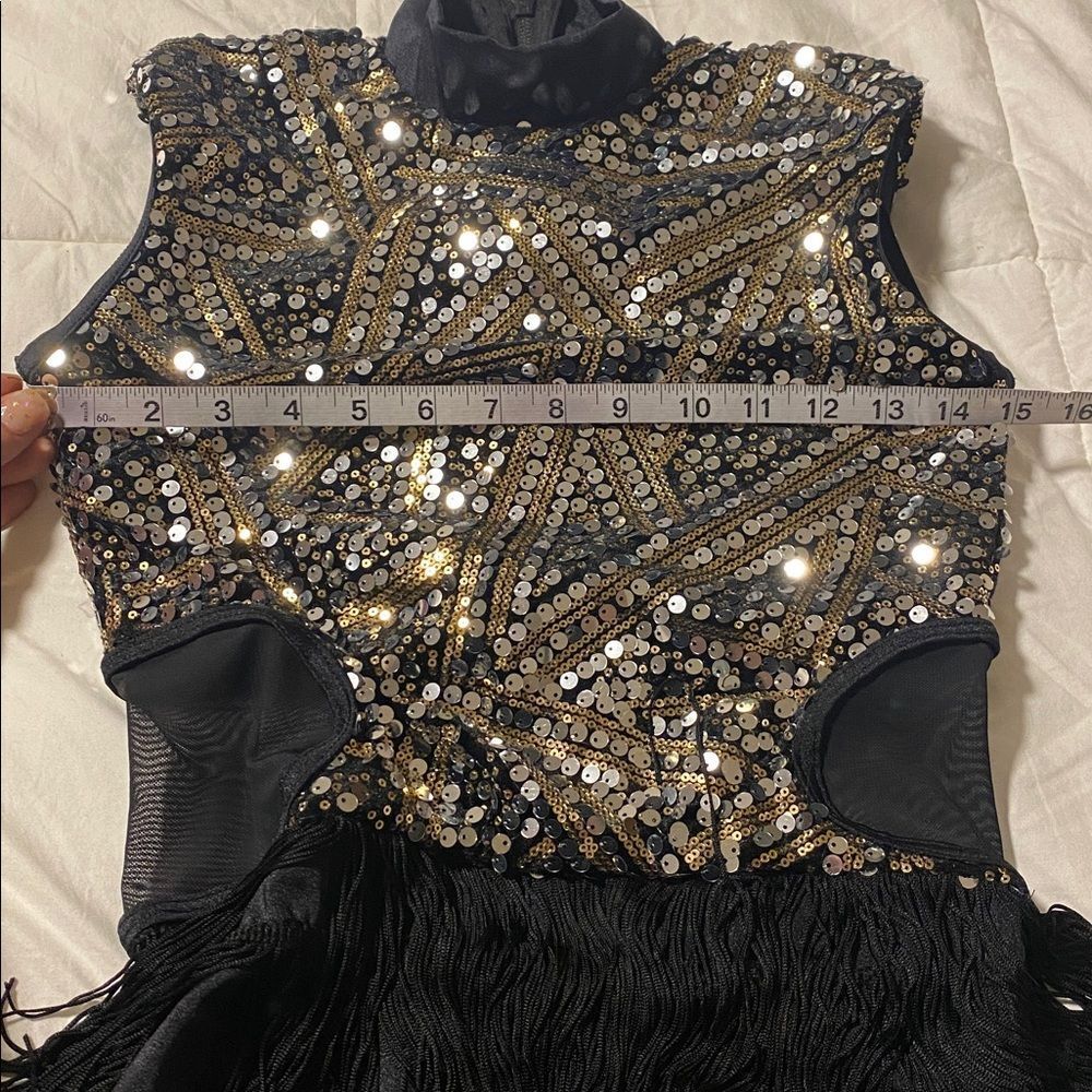WEISSMAN Dance Costume flapper fringe Plain Fancy
13567 black gold SA-Small adul - Picture 8 of 13